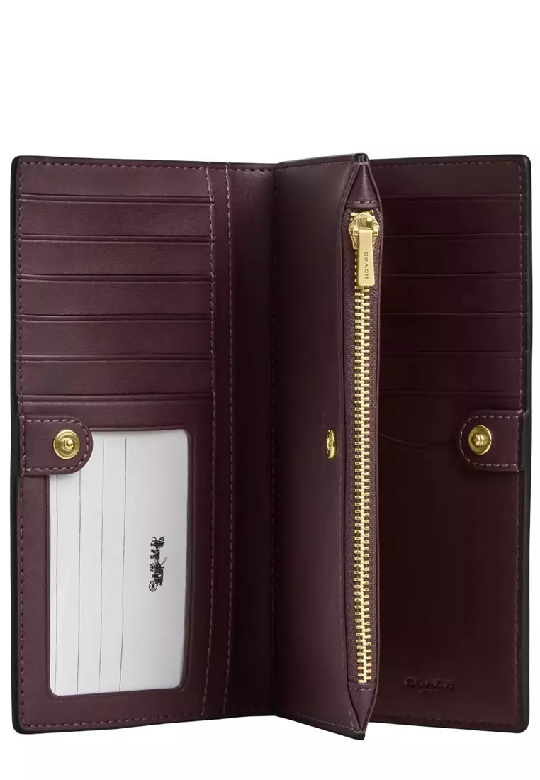 Slim Zip Wallet In Signature Canvas - Black Currant CW661