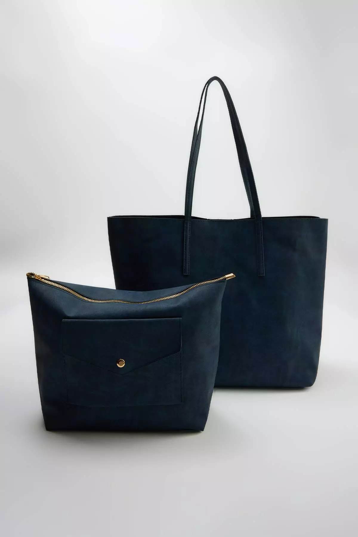 Navy Blue Women'S Maxi Size Shoulder Bag With Computer Bag/Pouch Takss26Oc00031