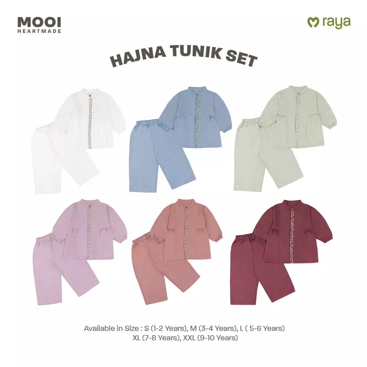 Mooi Setelan Anak Perempuan Hajna Tunik Set - Red Ruby