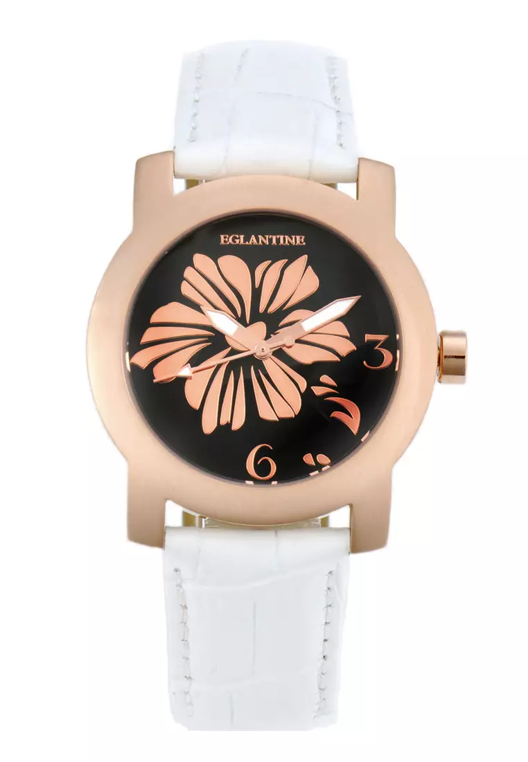 Bauhinia Ladies Pink Gold Plated Steel Quartz Watch  on Leather Strap