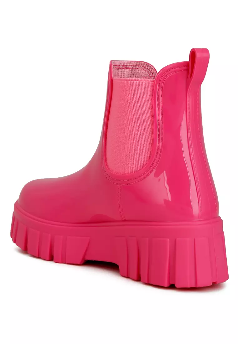 Chunky Chelsea Rain Boots In Fuchsia