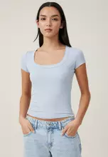 Buy Cotton On Staple Rib Scoop Neck Short Sleeve Top in Soft Berry 2024  Online