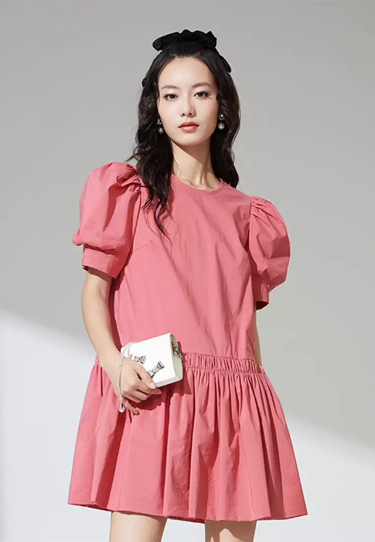 Round Neck Basic Ruffle Dress