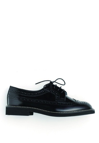 HARUTA black Quilt Lace-Up Shoes-379 4B77DSH30564B2GS_1