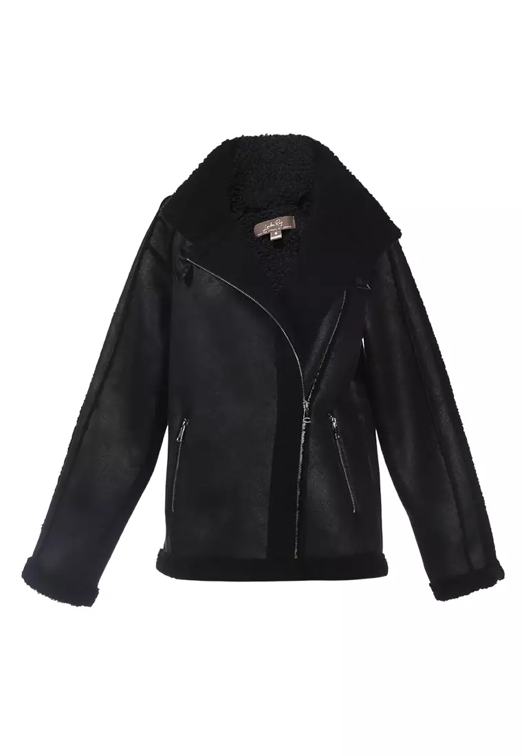 Fur lined 2024 leather biker jacket