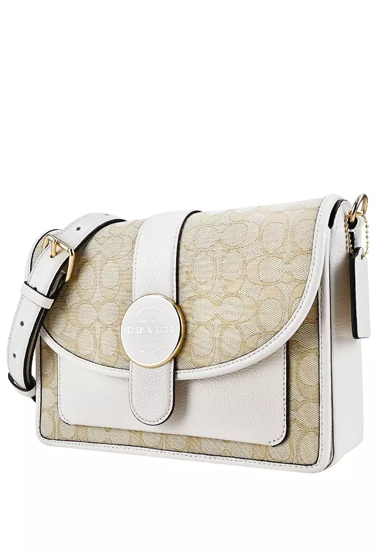 Lonnie Crossbody In Signature Jacquard - Light Brown/White