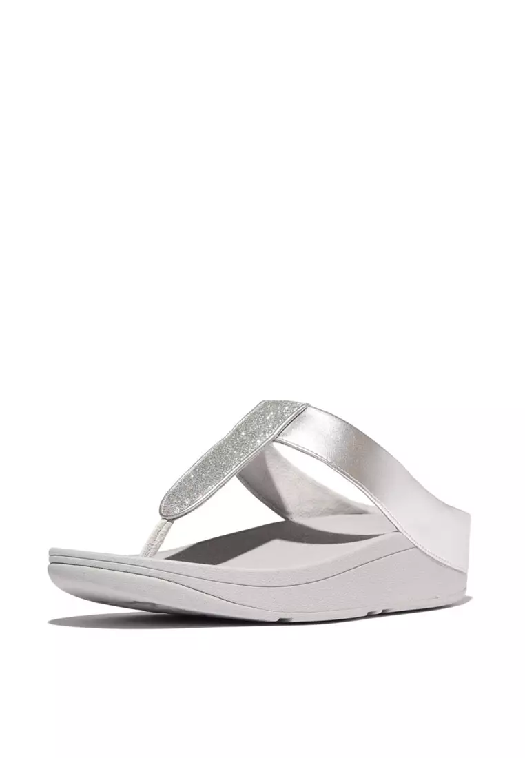 FINO Women's Glitterdust Metallic Toe-Post Sandals - Silver (IK5-011)