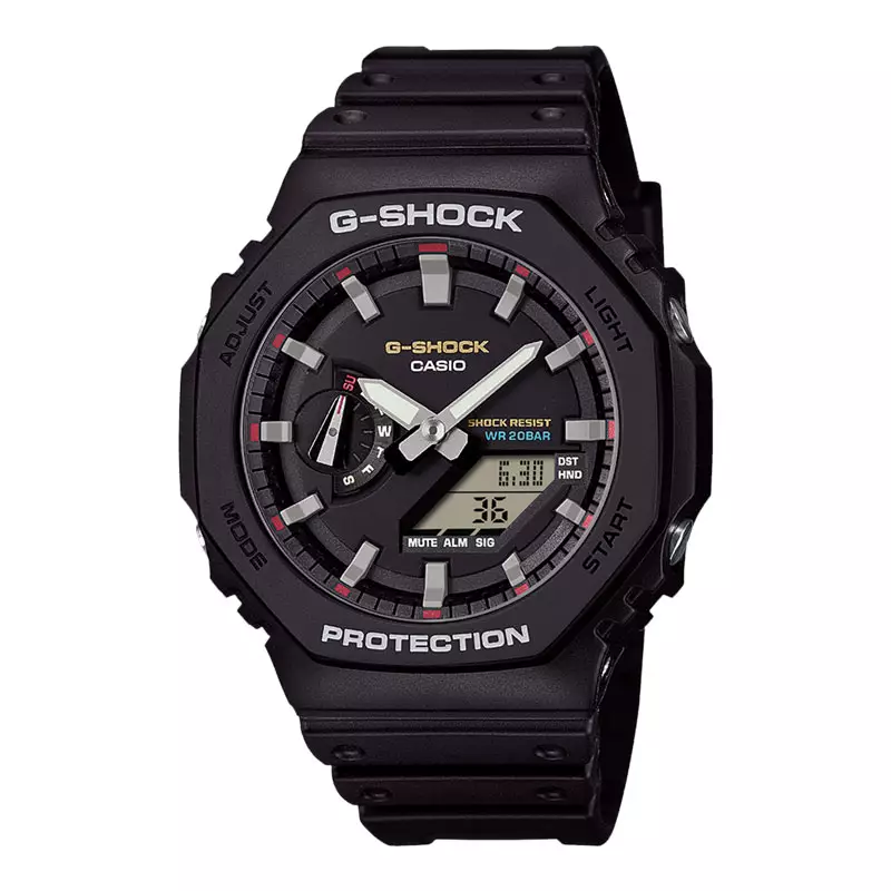 Jam Tangan Pria Casio G-Shock GA-2100RL-1ADR Iconic Styles CasiOak Digital Analog Dial Black Resin Band