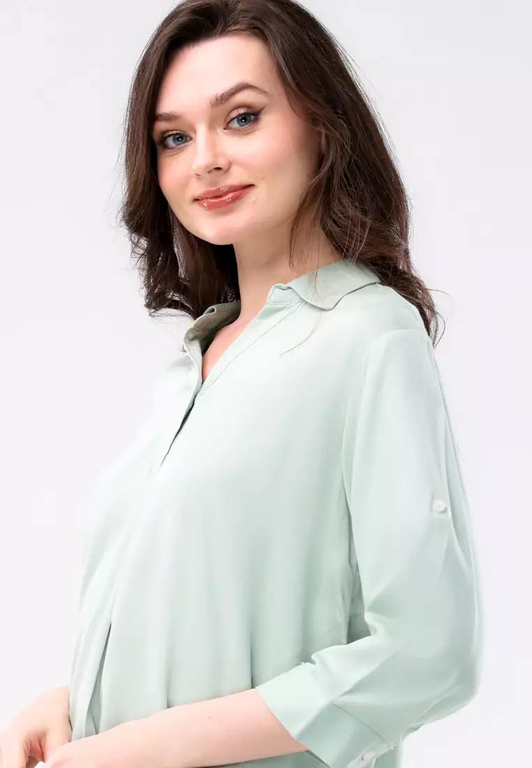 Plain Single Bold Twill 3/4 Blouse