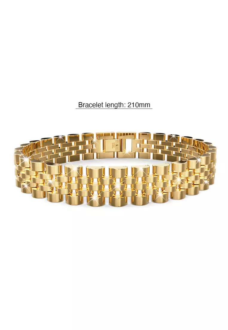 Brick Gold Layered Stainless Steel Bracelet