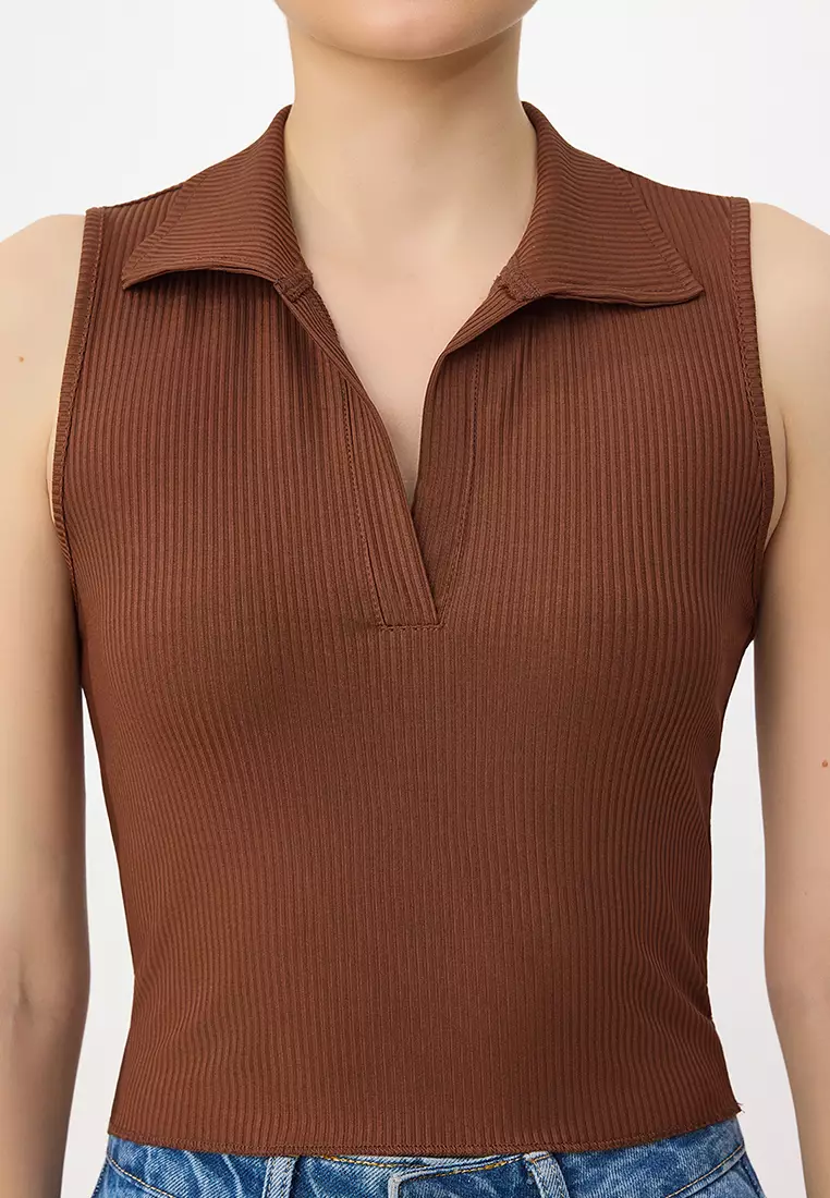 Polo Neck Crop Top