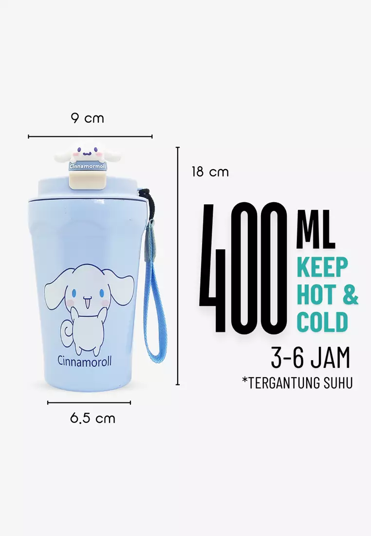 Wakakids Termos Coffee & Tea Stainless Steel Botol Mug Tumbler Cup Karakter Sanrio Pompompurin Kuning 400ml K2364 Venjr