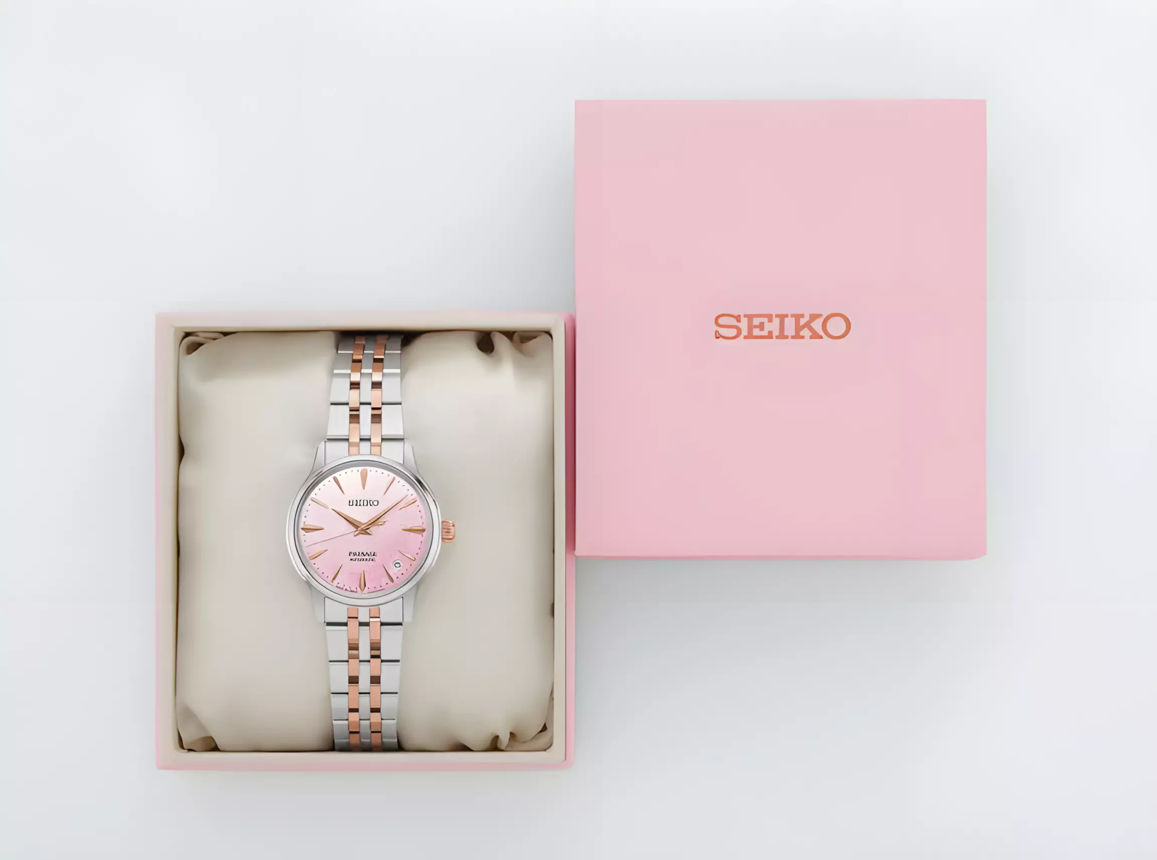 Seiko Presage Cocktail Time Limited Edition - Jam Tangan Automatic Wanita - Mother of Pearl Dial - Dual Tone Stainless Steel Strap - SRPM06J1