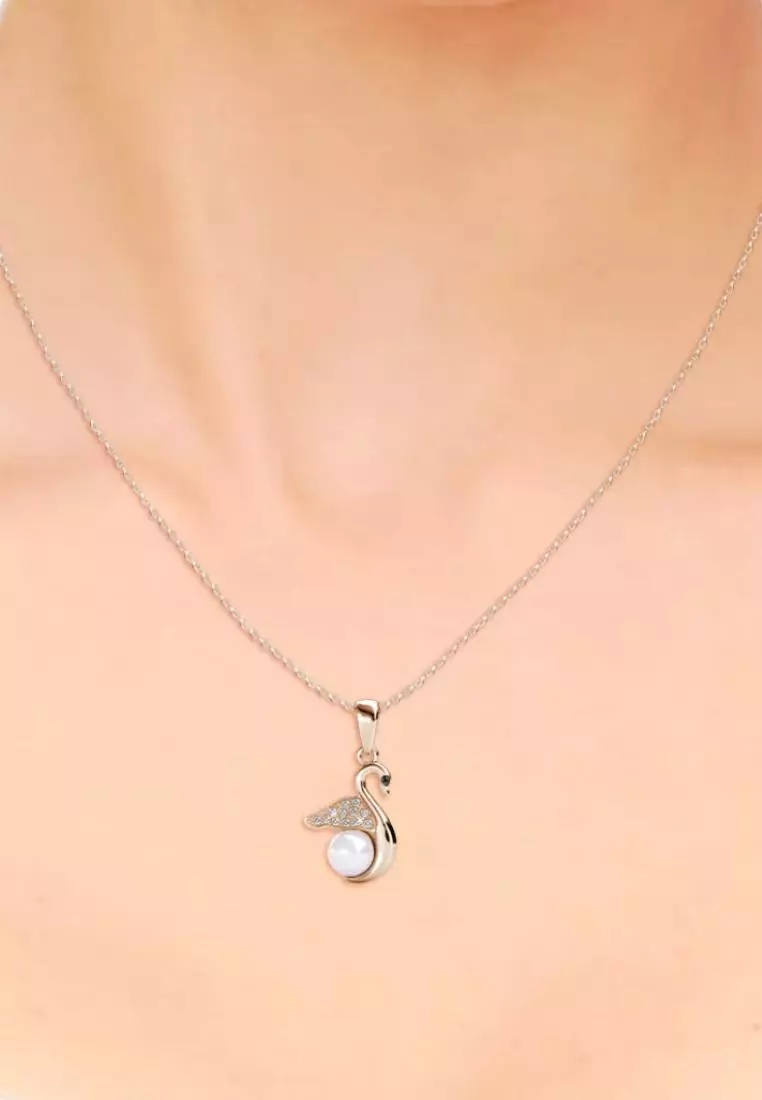Jane Swan Pendant RG - Kalung Crystal Swarovski by Her Jewellery