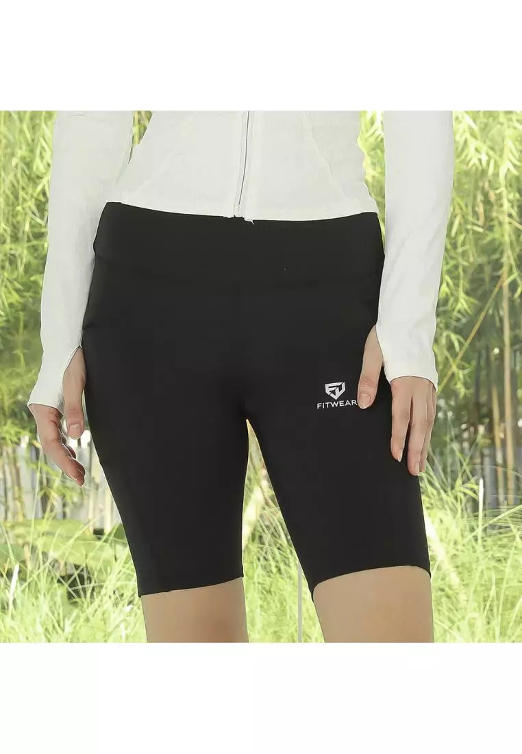 Fitwear - Legging / Celana Pendek Olahraga LESLEY POCKET - BLACK POCKET WEB