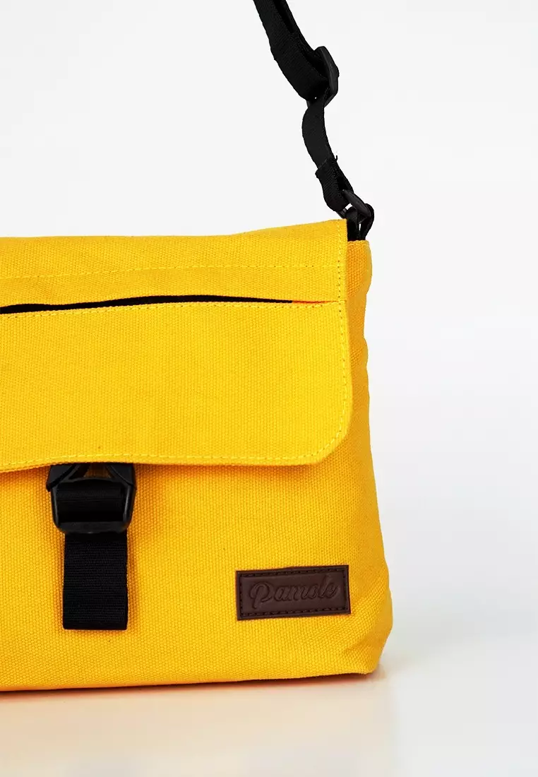 Pamole Minica Series Tas Selempang Wanita Sling Bag Bahan Kanvas Warna Kuning