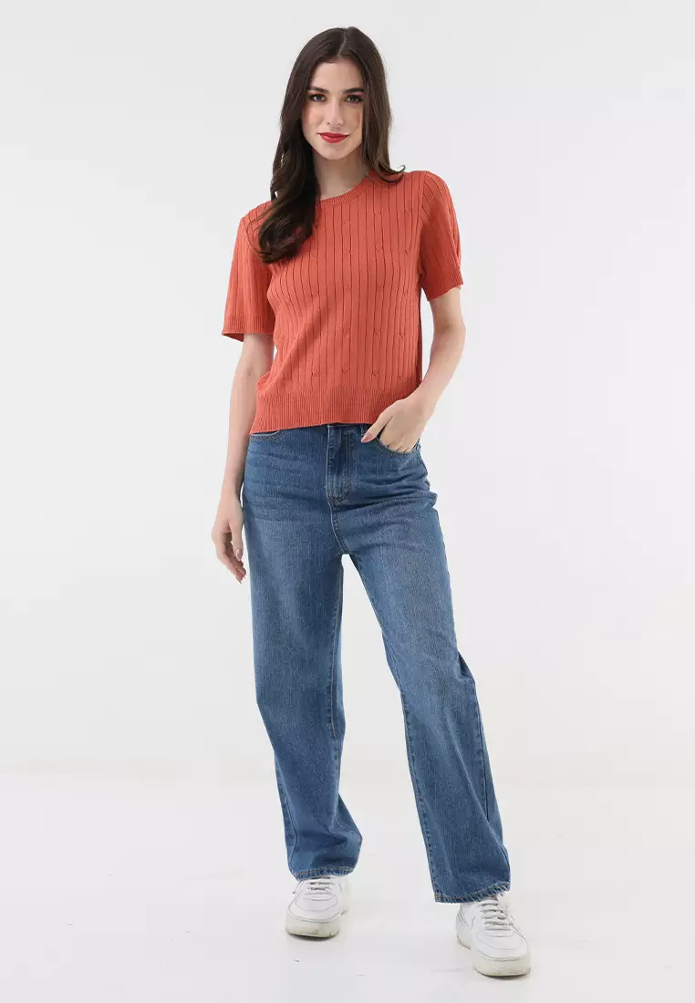 Short Sleeve Knitted Blouse