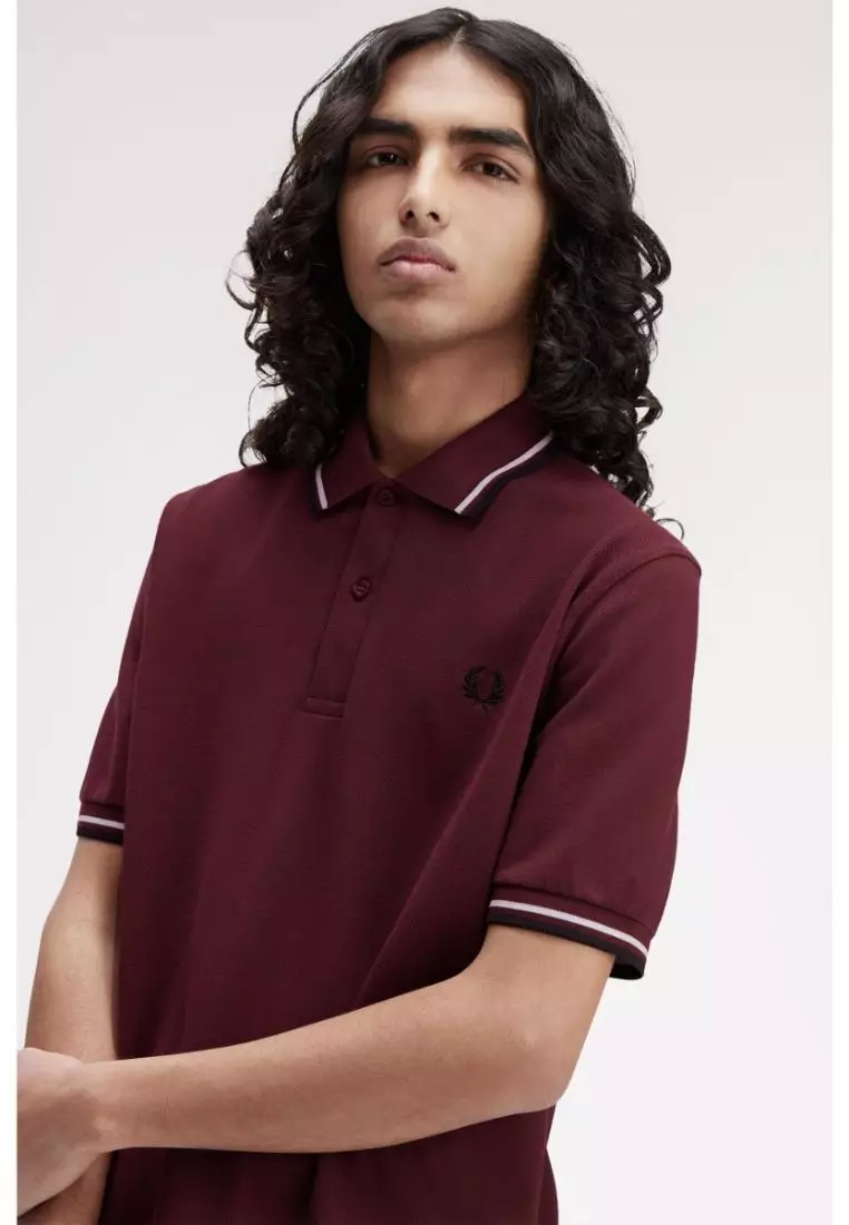 Fred Perry M12 Twin Tipped Fred Perry Shirt (Oxblood / White / Black)