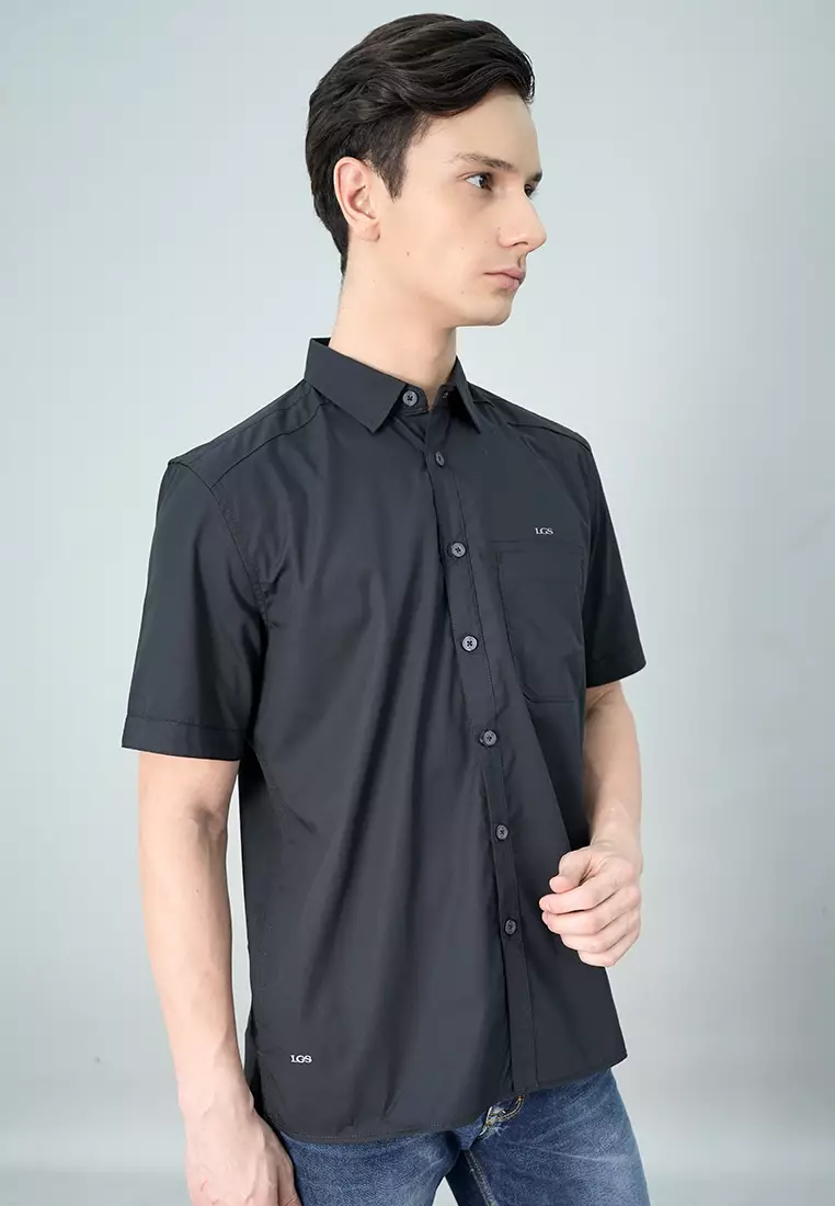 LGS - Alan Shirt - Kemeja Casual Pria Lengan Pendek Motif Polos Saku Depan - Regular Fit - CSH.271.S2001