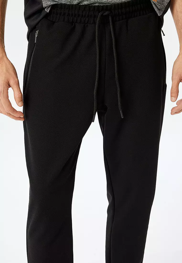 Waist Tie Zipper Pocket Jogger Sports Sweatpants