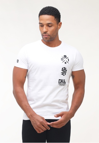Dyse One white Round Neck Muscle Fit T-Shirt 827F4AA4DA63AAGS_1
