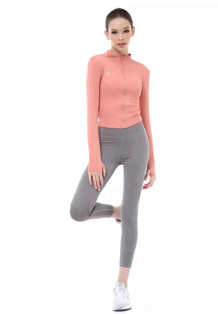 Mikayla Sportwear Jaket Olahraga Wanita Lengan Panjang Adjust Body Shape Material Spandex Lycra ORIGINAL - Coral