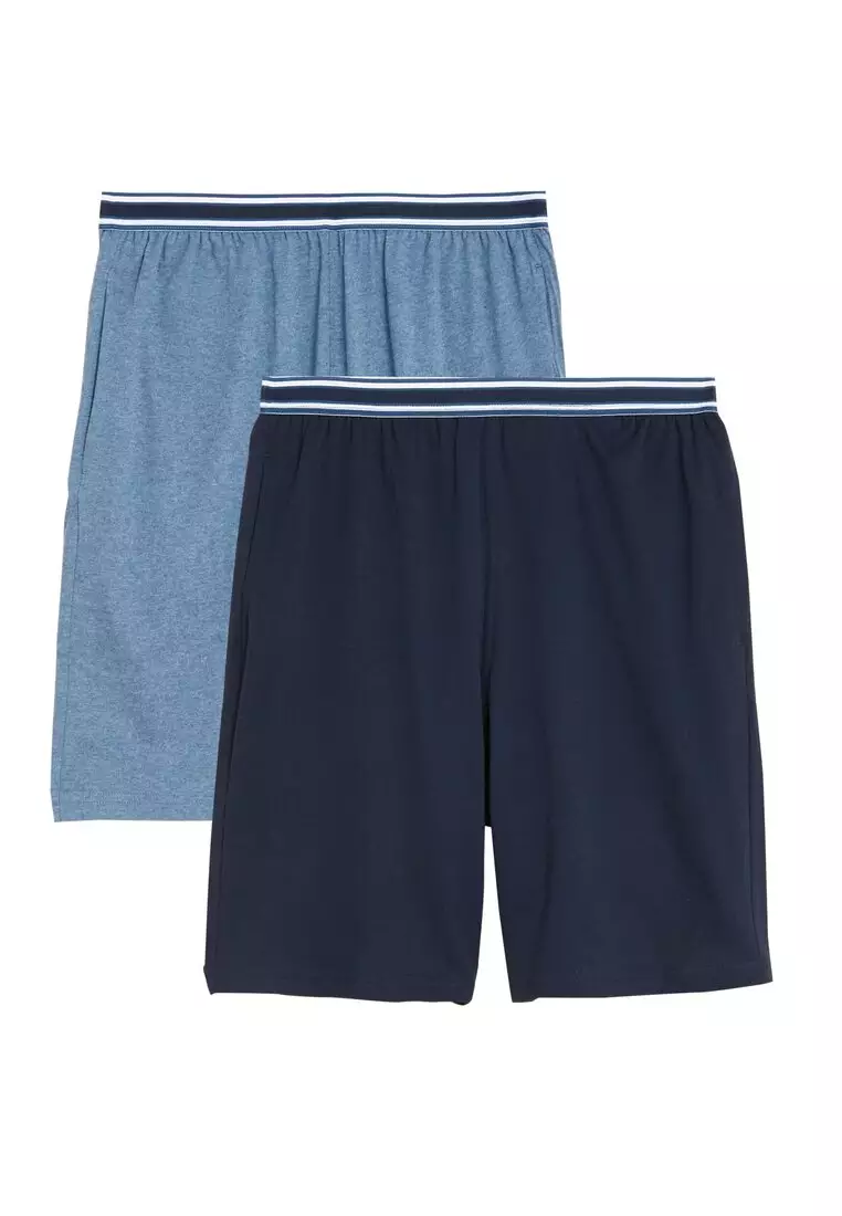 Cotton Pyjama Shorts - Blue mix