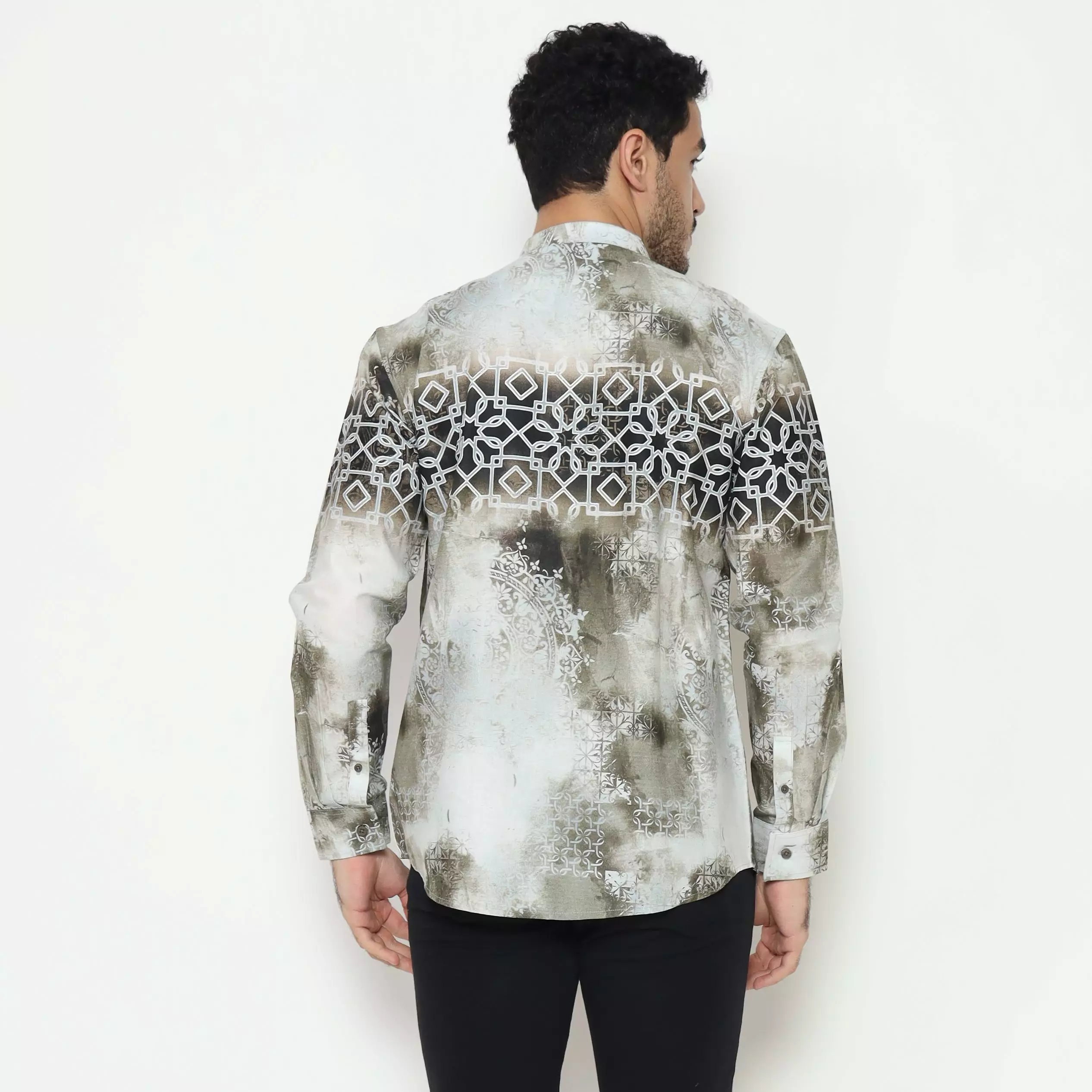 AMK Kemeja Koko Printing Pria Lengan Panjang KK Hessa L/s Brown