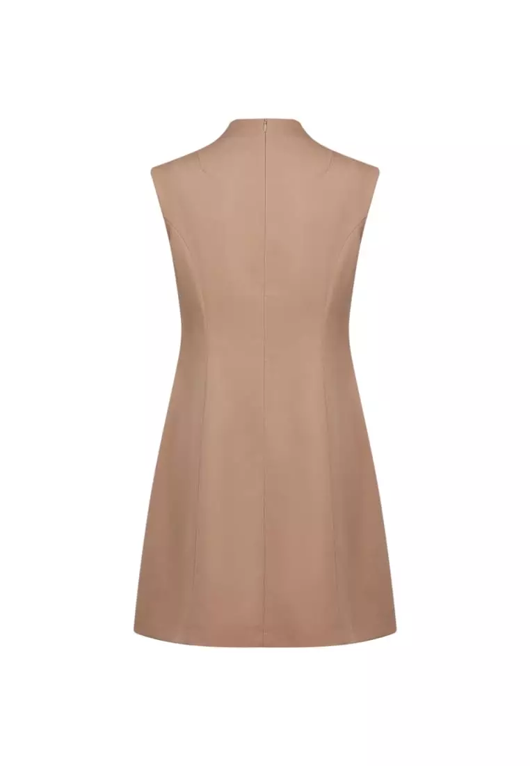 Metallic Button Mock Neck Dress