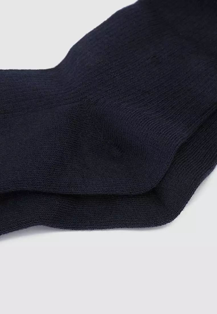 Plaid Ruffle Cuff Textured Knit Cotton Sock