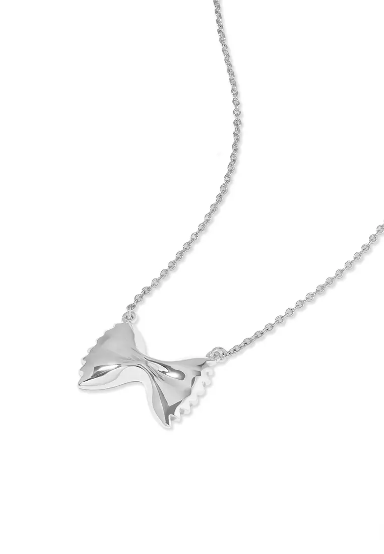 Bow Tie Pasta Silver Necklace