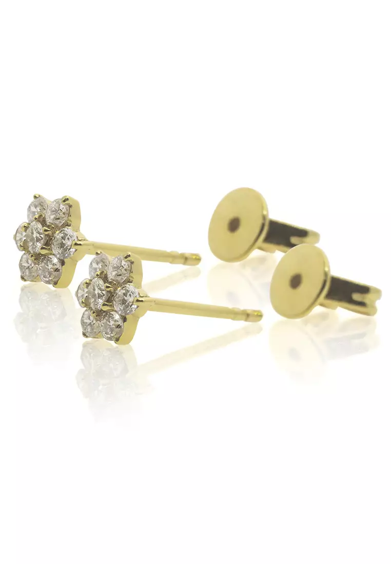 Flower Studs Earrings 14k Gold