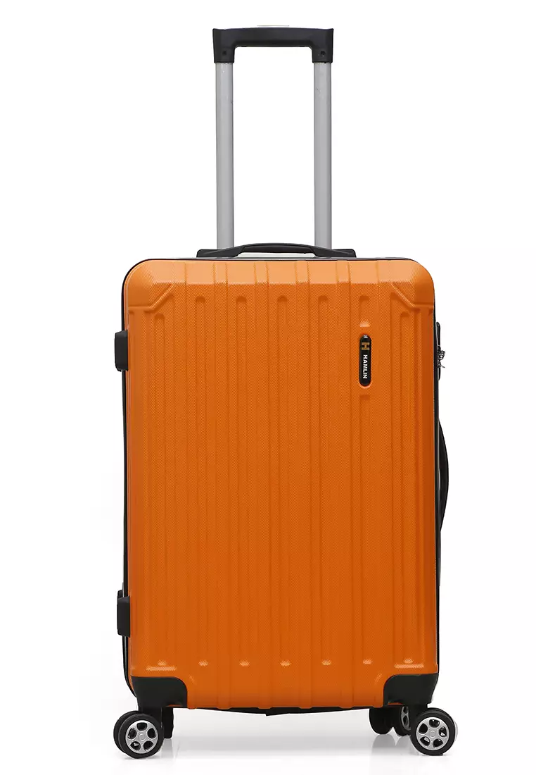 Isvara Tas Koper Hardcase Unisex One Set Suitcase Number Code Combination Lock Large Compartment Material ABS+PVC Coated ORIGINAL - Orange