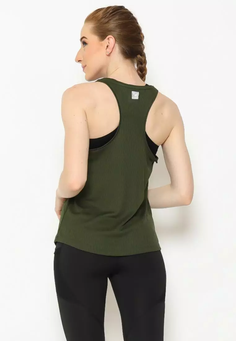 Fitwear - Tanktop Olahraga Wanita DANIELLE RIBB TANK - OLIVE