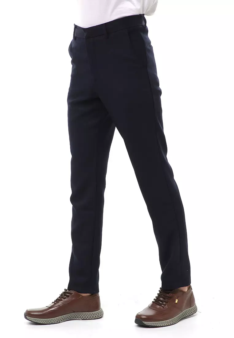 Locko Long Pants Formal Pria Celana Panjang Kantor Slim Fit Material Cotton ORIGINAL - Navy