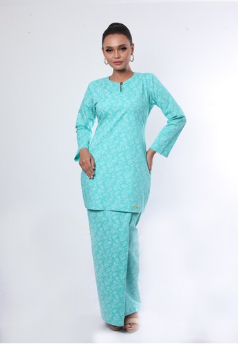 Kurung Pia from Rumah Kebaya Bangsar in Green and Blue