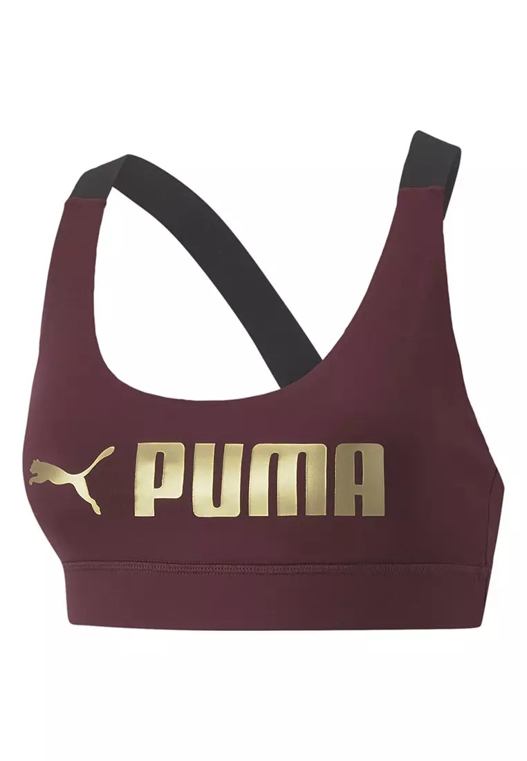 Buy PUMA Fit Mid Impact Training Bra in Aubergine/Metallic Puma