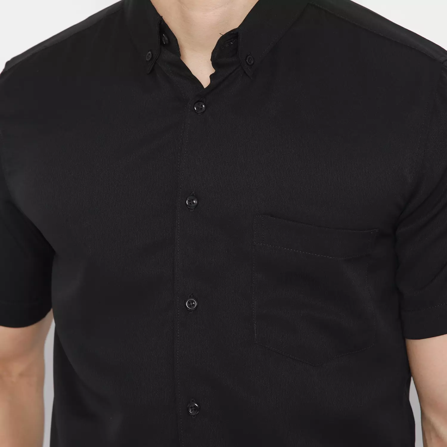 Platini Baju Kemeja Polos Basic Pria Pendek Polinosic Hitam 63100