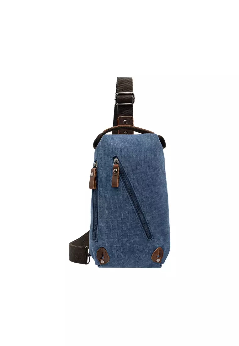 Men's Korean Style Canvas Leather Outdoor Casual Small Crossbody Single Shoulder Men's Bag BAD 21006