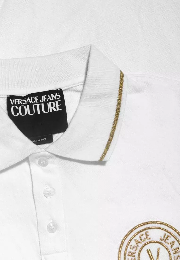 Embroidered V-Emblem Polo Shirt