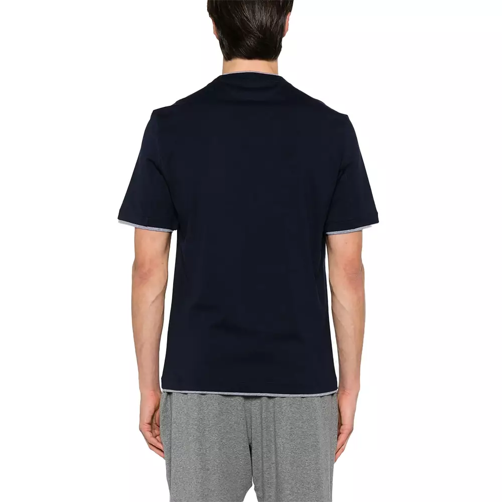 [4.4PRIL KEJUTAN HARGA] Logo and Faux-Layering Cotton Jersey Crew Neck T-Shirt Navy