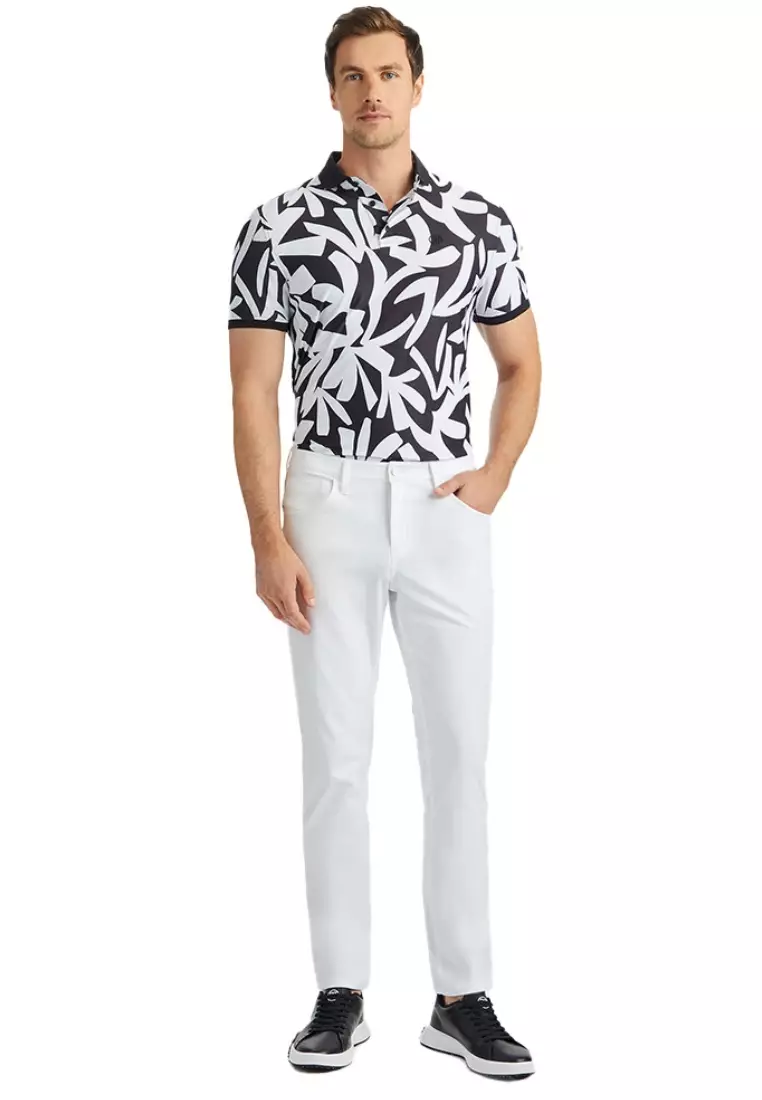 G/FORE Men’s Contrast Palm Tech Piqué Modern Spread Collar Polo