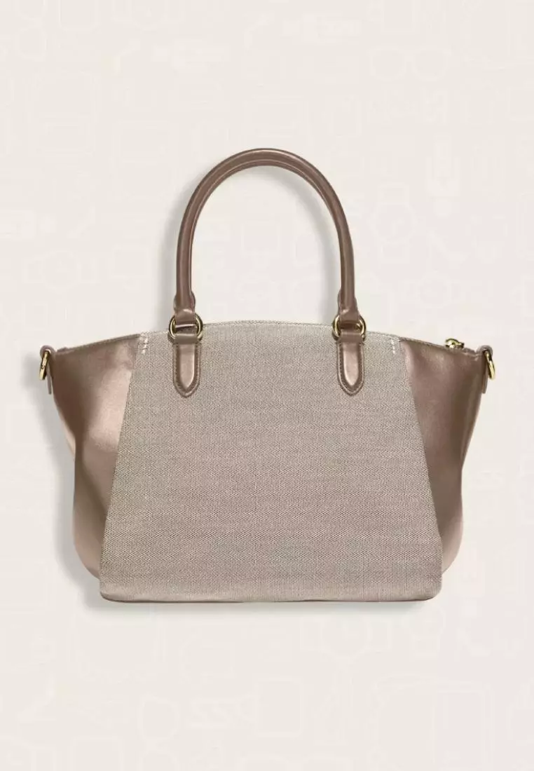 Coach Elise Satchel With Coach Badge Chalk Taupe
