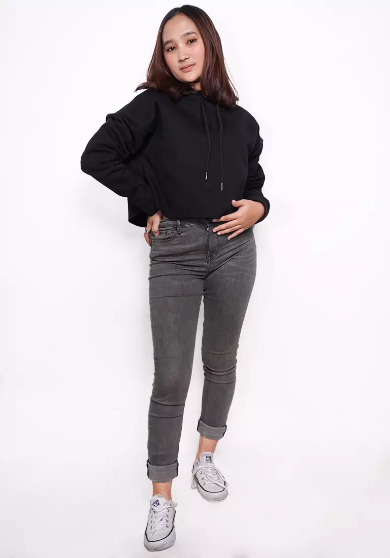 LO026 crop hoodie Superare black polos