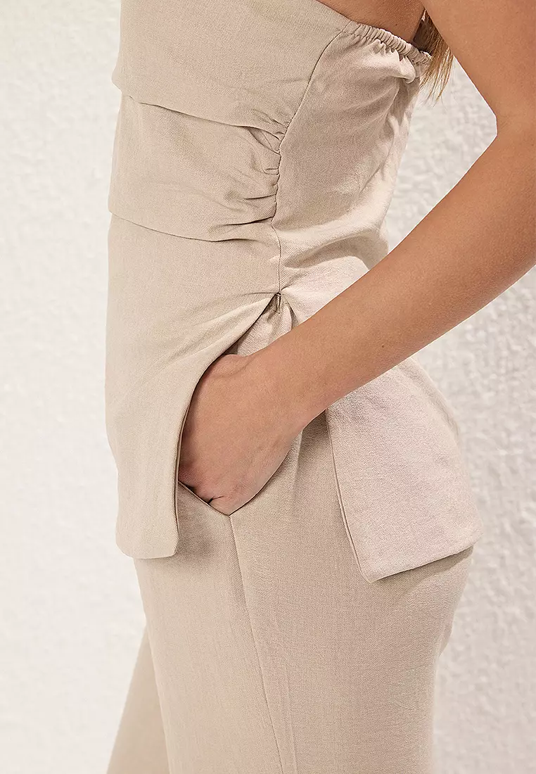 Strapless Blouse and Trousers Set