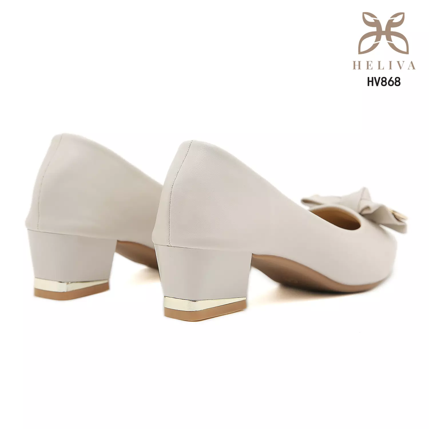 Heliva Lyla Mary Jane Shoes Accessoris Ribbon Gold Heel Chunky Sol 4cm HV868