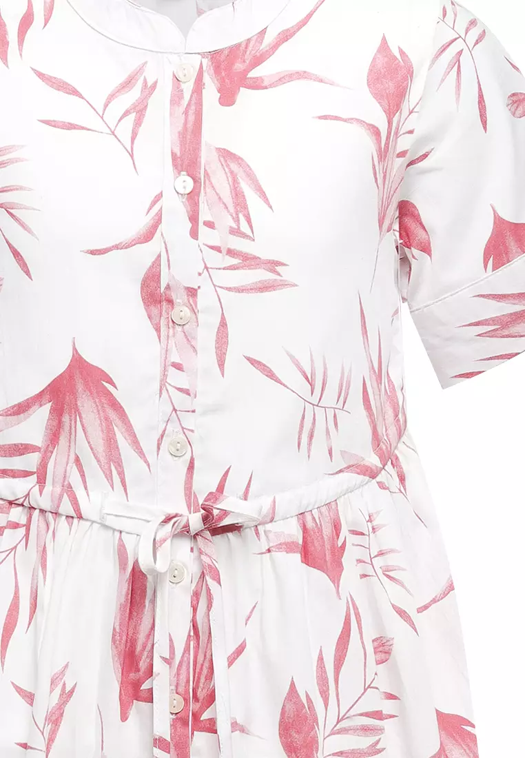 Pito Dito Girl Tarifa Dress Pendek anak Broken White Motif Bunga - Size 4