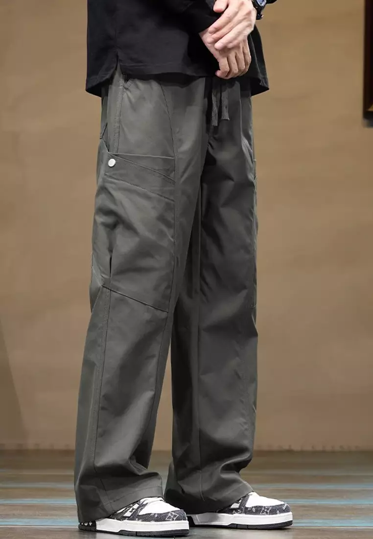 抽繩休閒寬腿褲