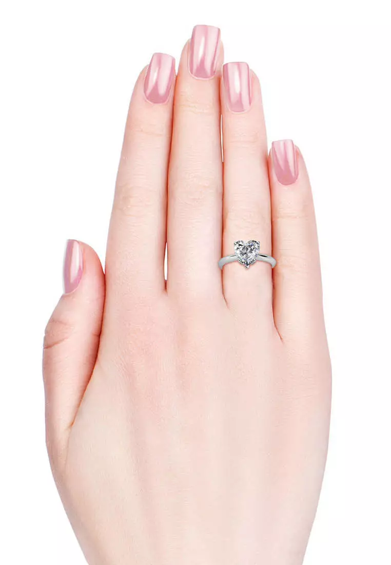 Belle Heart Ring (White Gold) - Cincin Crystal Swarovski® by Her Jewellery