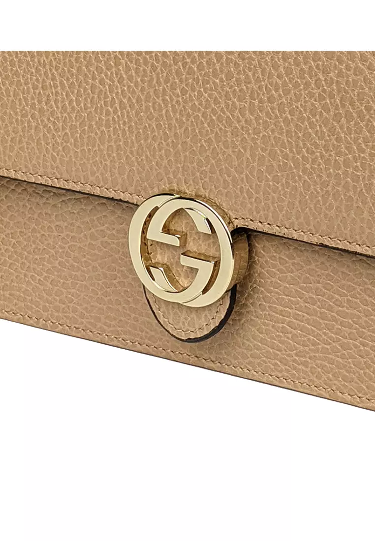 Gucci Icon GG Interlocking Wallet On Chain Crossbody Bag Beige 615523